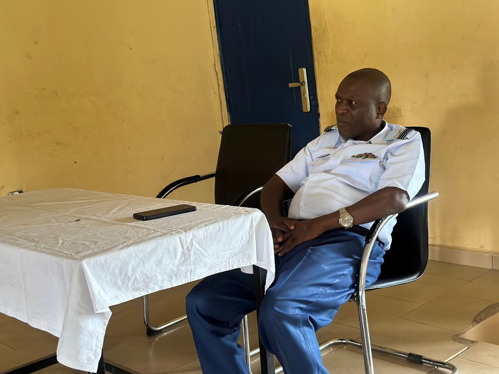 An Air Force officer supporting the SheLearns AI workshop at Air Force Secondary School Makurdi